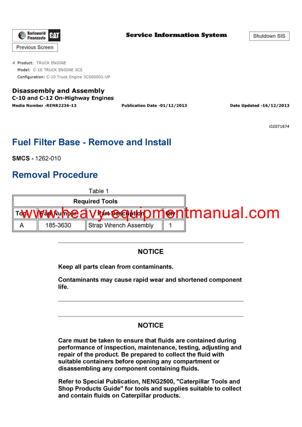 Download Caterpillar C-10 TRUCK ENGINE Service Repair Manual 3CS