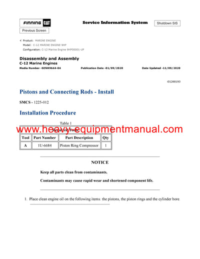 DOWNLOAD CATERPILLAR C-12 MARINE ENGINE SERVICE REPAIR MANUAL 9HP