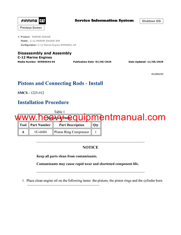 DOWNLOAD CATERPILLAR C-12 MARINE ENGINE SERVICE REPAIR MANUAL 9HP