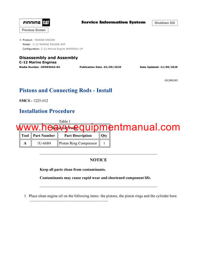 Download Caterpillar C-12 MARINE ENGINE Service Repair Manual 9HP