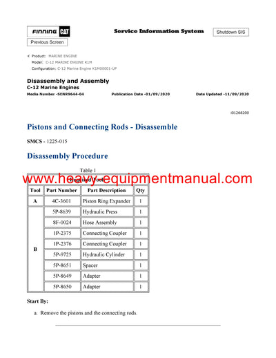 DOWNLOAD CATERPILLAR C-12 MARINE ENGINE SERVICE REPAIR MANUAL K1M