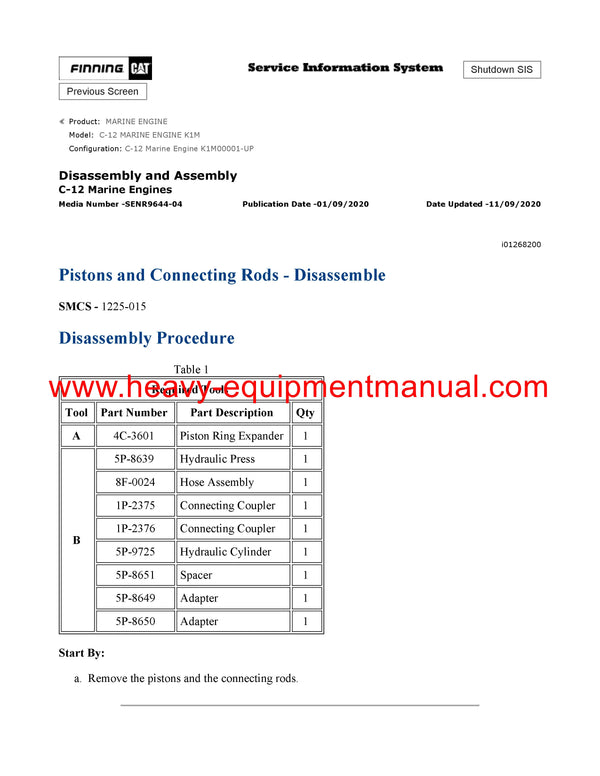Download Caterpillar C-12 MARINE ENGINE Service Repair Manual K1M