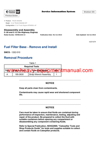 DOWNLOAD CATERPILLAR C-12 TRUCK ENGINE SERVICE REPAIR MANUAL 8YF
