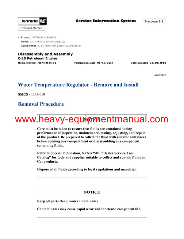 DOWNLOAD CATERPILLAR C-15 PETROLEUM ENGINE SERVICE REPAIR MANUAL Z2C