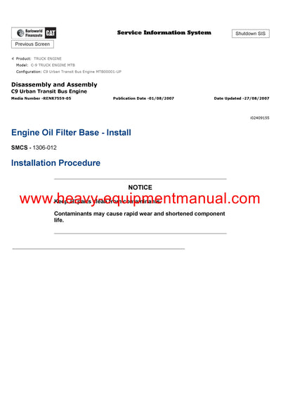 DOWNLOAD CATERPILLAR C-9 TRUCK ENGINE SERVICE REPAIR MANUAL MTB