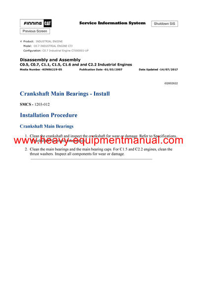 DOWNLOAD CATERPILLAR C0.7 INDUSTRIAL ENGINE SERVICE REPAIR MANUAL C7J