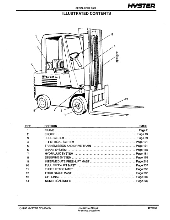Hyster S30-50C (C002) Forklift Parts Manual PDF Download