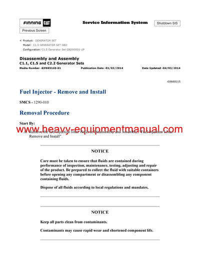Download Caterpillar C1.5 GENERATOR SET Service Repair Manual GBD