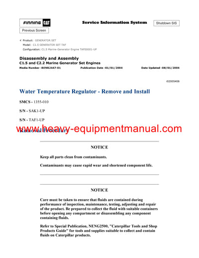 DOWNLOAD CATERPILLAR C1.5 GENERATOR SET SERVICE REPAIR MANUAL TAF