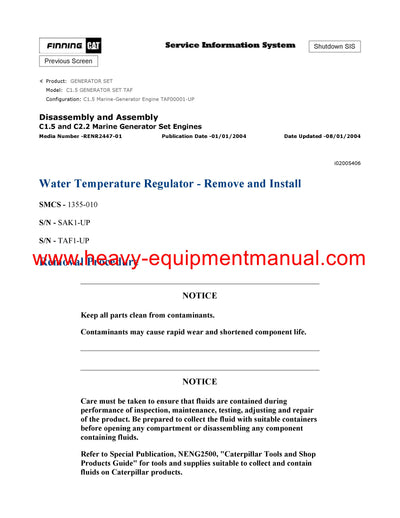 Download Caterpillar C1.5 GENERATOR SET Service Repair Manual TAF