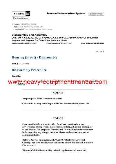 Download Caterpillar C1.5 INDUSTRIAL ENGINE Service Repair Manual G7N
