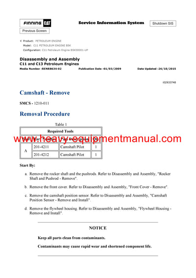 DOWNLOAD CATERPILLAR C11 PETROLEUM ENGINE SERVICE REPAIR MANUAL B5K