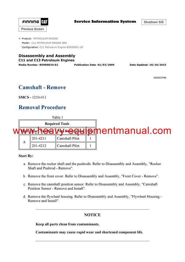 Download Caterpillar C11 PETROLEUM ENGINE Service Repair Manual B5K