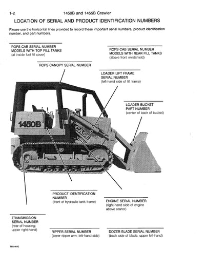 Case 1450B,1455B Crawler Parts Manual C1394