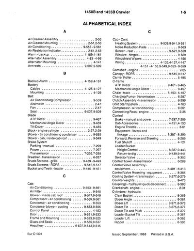 Case 1450B,1455B Crawler Parts Manual C1394