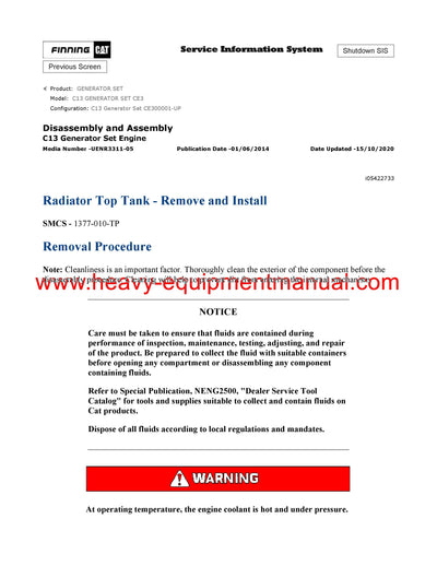 DOWNLOAD CATERPILLAR C13 GENERATOR SET SERVICE REPAIR MANUAL CE3