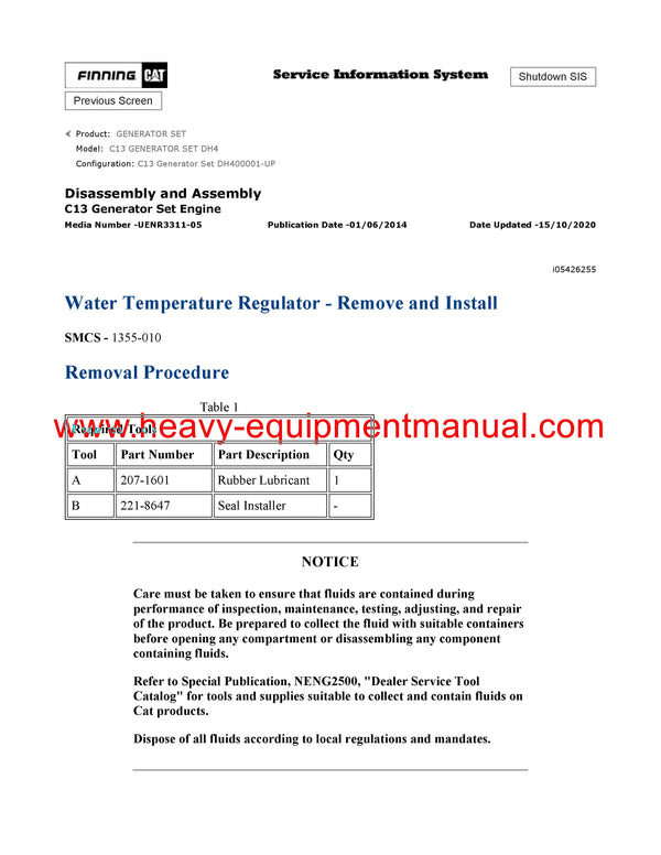 Download Caterpillar C13 GENERATOR SET Service Repair Manual DH4