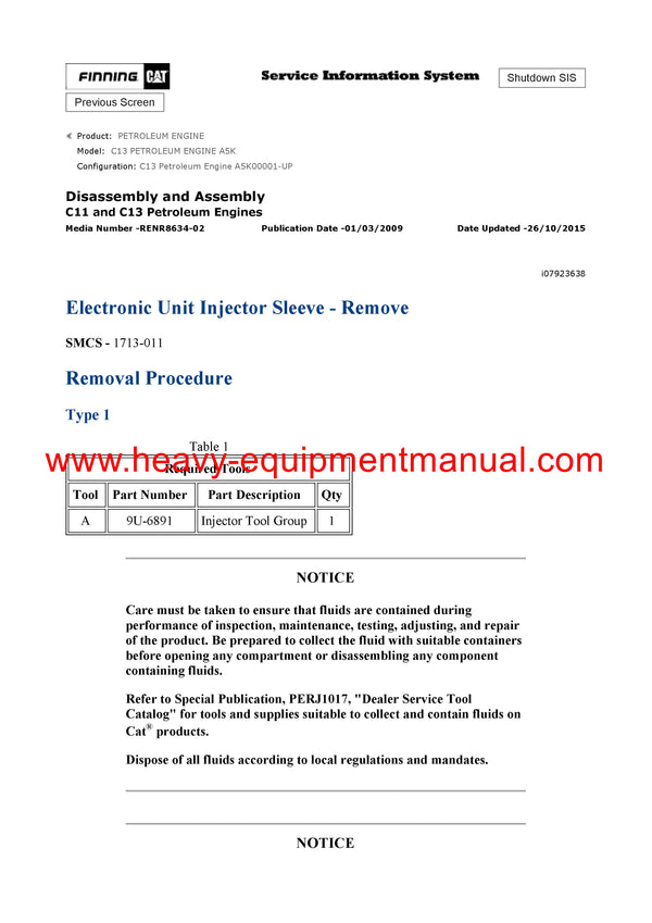 DOWNLOAD CATERPILLAR C13 PETROLEUM ENGINE SERVICE REPAIR MANUAL A5K