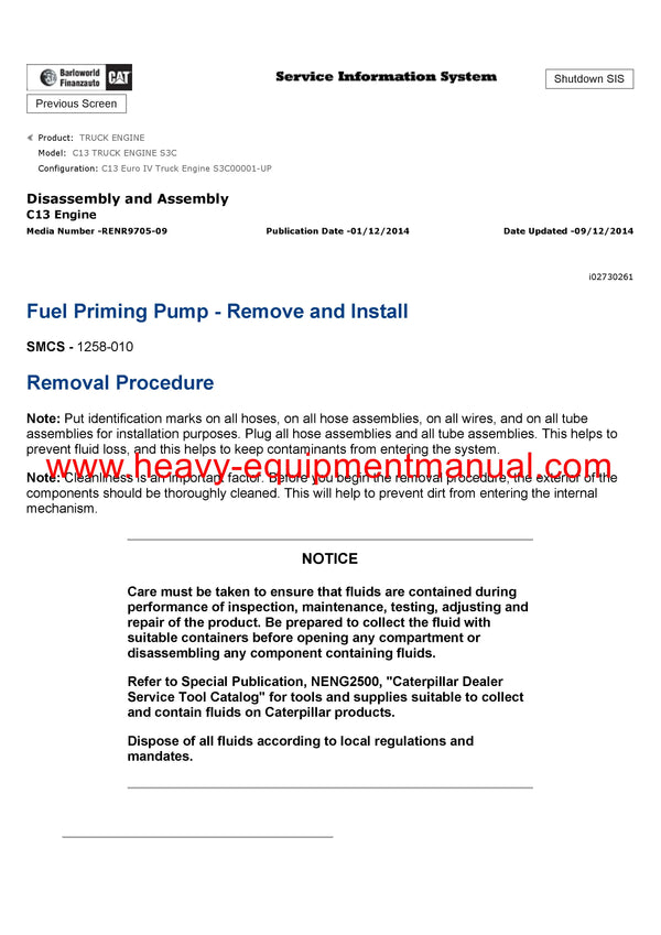 DOWNLOAD CATERPILLAR C13 TRUCK ENGINE SERVICE REPAIR MANUAL S3C