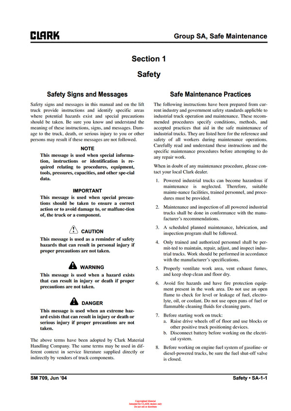 Clark C 15-32 s C D L G (SM-709) Forklift Service Repair Manual - PDF Download