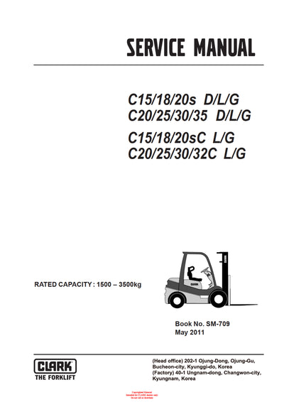 Clark C 15-32 s C D L G (SM-709) Forklift Service Repair Manual - PDF Download