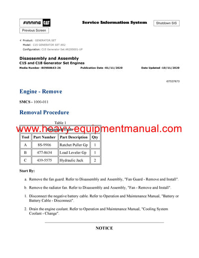 DOWNLOAD CATERPILLAR C15 GENERATOR SET SERVICE REPAIR MANUAL AR2