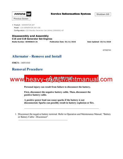 DOWNLOAD CATERPILLAR C15 GENERATOR SET SERVICE REPAIR MANUAL C5E