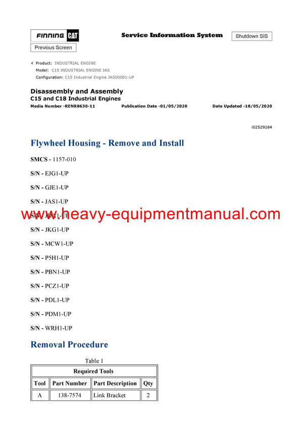 DOWNLOAD CATERPILLAR C15 INDUSTRIAL ENGINE SERVICE REPAIR MANUAL JAS