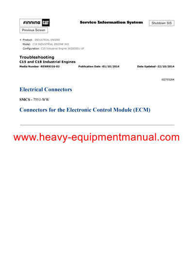 DOWNLOAD CATERPILLAR C15 INDUSTRIAL ENGINE SERVICE REPAIR MANUAL JKG