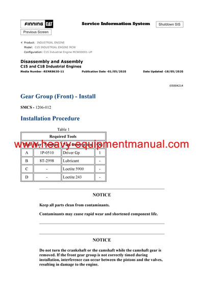 DOWNLOAD CATERPILLAR C15 INDUSTRIAL ENGINE SERVICE REPAIR MANUAL MCW