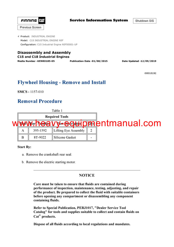 DOWNLOAD CATERPILLAR C15 INDUSTRIAL ENGINE SERVICE REPAIR MANUAL N5F