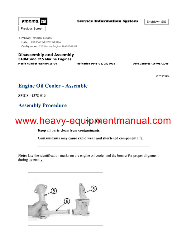 DOWNLOAD CATERPILLAR C15 MARINE ENGINE SERVICE REPAIR MANUAL RLA