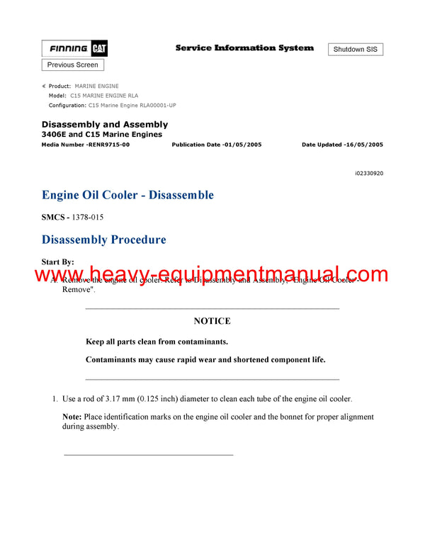 DOWNLOAD CATERPILLAR C15 MARINE ENGINE SERVICE REPAIR MANUAL RLA