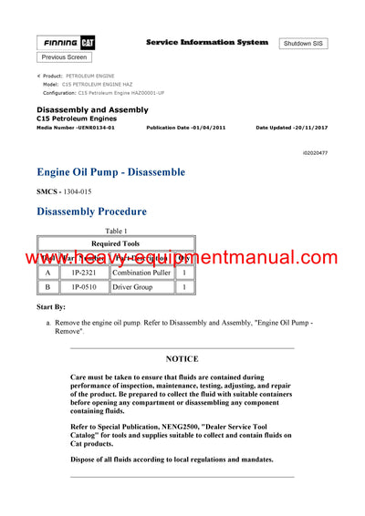 DOWNLOAD CATERPILLAR C15 PETROLEUM ENGINE SERVICE REPAIR MANUAL HAZ