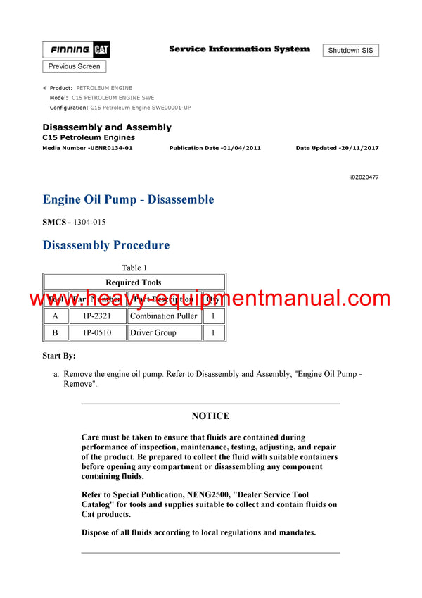 DOWNLOAD CATERPILLAR C15 PETROLEUM ENGINE SERVICE REPAIR MANUAL SWE