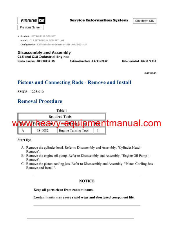DOWNLOAD CATERPILLAR C15 PETROLEUM GEN SET SERVICE REPAIR MANUAL LWR