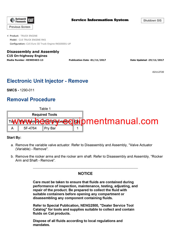 DOWNLOAD CATERPILLAR C15 TRUCK ENGINE SERVICE REPAIR MANUAL RKS