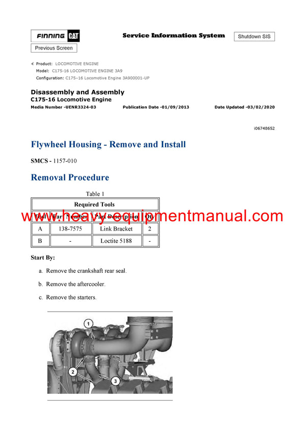 DOWNLOAD CATERPILLAR C175-16 LOCOMOTIVE ENGINE SERVICE REPAIR MANUAL 3A9