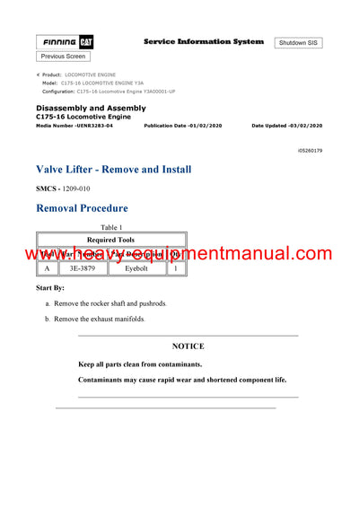 DOWNLOAD CATERPILLAR C175-16 LOCOMOTIVE ENGINE SERVICE REPAIR MANUAL Y3A