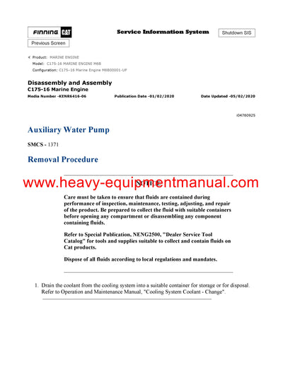 DOWNLOAD CATERPILLAR C175-16 MARINE ENGINE SERVICE REPAIR MANUAL DOWNLOAD M6B