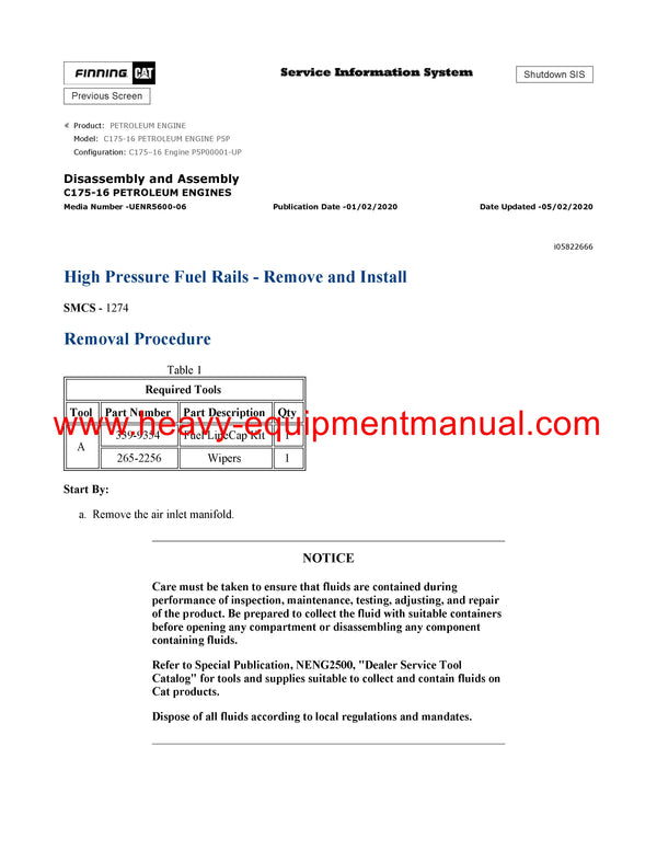 DOWNLOAD CATERPILLAR C175-16 PETROLEUM ENGINE SERVICE REPAIR MANUAL P5P