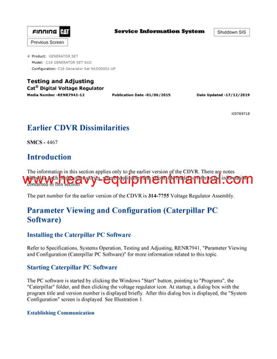 Download Caterpillar C18 GENERATOR SET Service Repair Manual N1D