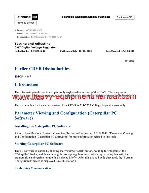 Download Caterpillar C18 GENERATOR SET Service Repair Manual N1D