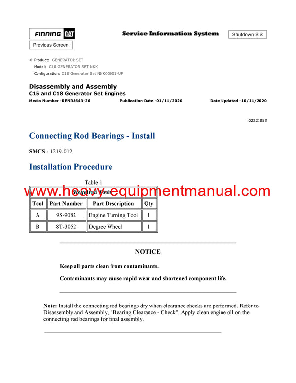 Download Caterpillar C18 GENERATOR SET Service Repair Manual NKK