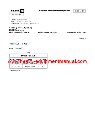 Download Caterpillar C18 GENERATOR SET Service Repair Manual PEE