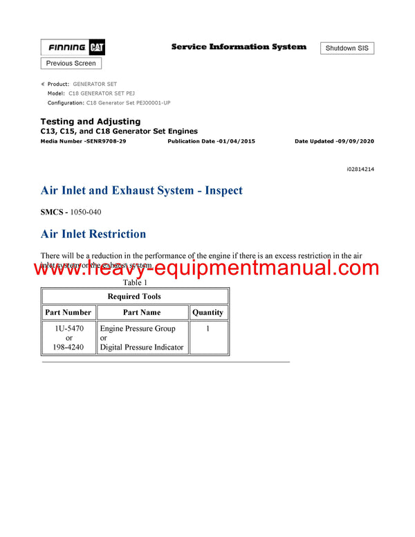 Download Caterpillar C18 GENERATOR SET Service Repair Manual PEJ