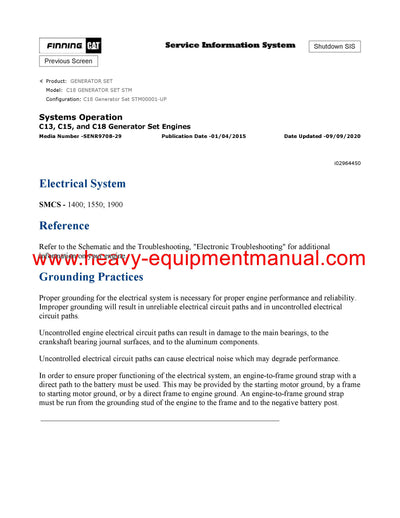 Download Caterpillar C18 GENERATOR SET Service Repair Manual STM