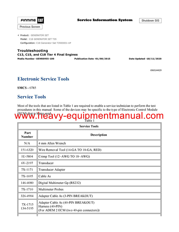 DOWNLOAD CATERPILLAR C18 GENERATOR SET SERVICE REPAIR MANUAL T35