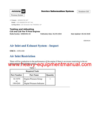 DOWNLOAD CATERPILLAR C18 GENERATOR SET SERVICE REPAIR MANUAL T4X