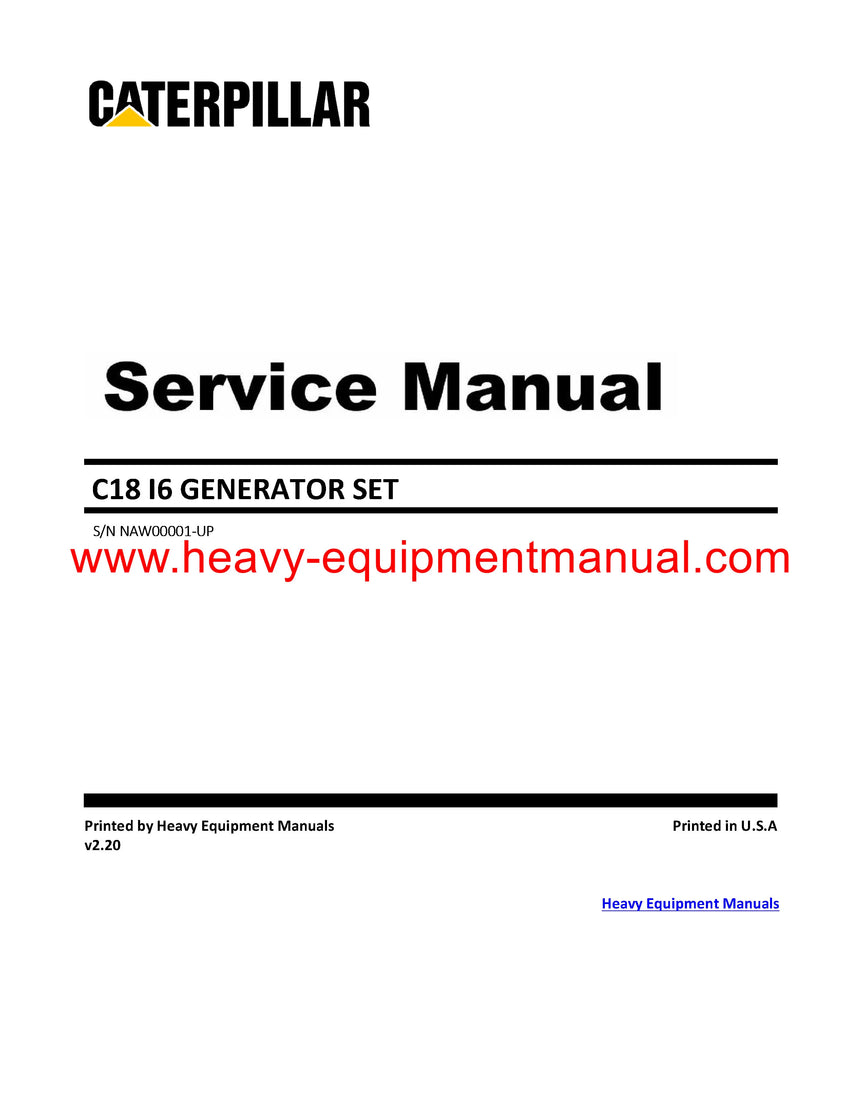Download Caterpillar C18 I6 GENERATOR SET Service Repair Manual NAW